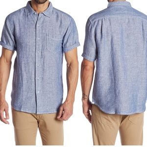 🌻3/$30 Tommy Bahama party freezer short sleeved woven Linen button down shirt